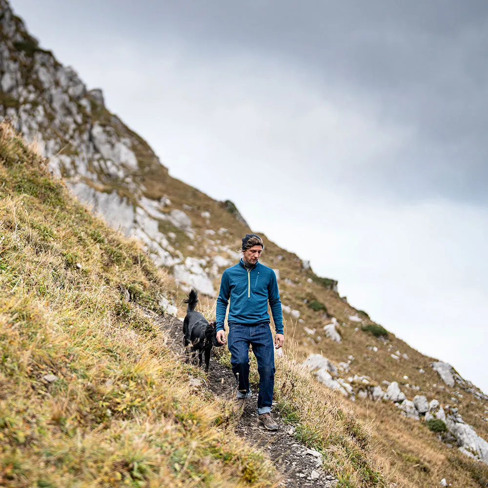 Mens 260 Merino Blend Grid Fleece (Petrol)