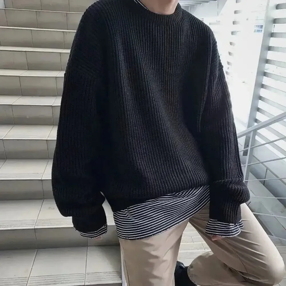 Mens Casual Oversized Knitted Sweater