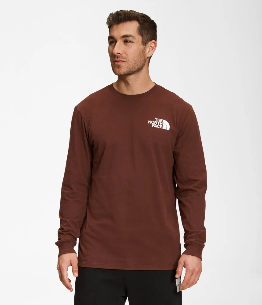 Men's L/S Box NSE Tee in T Dark Oak/TNF Black by The North Face