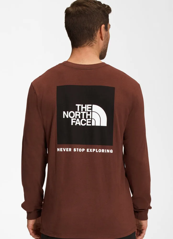 Men's L/S Box NSE Tee in T Dark Oak/TNF Black by The North Face