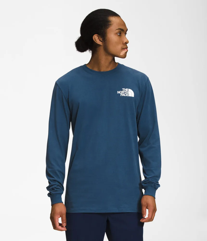 Men's L/S Box NSE Tee in Tshady Blue/TNF Black by The North Face