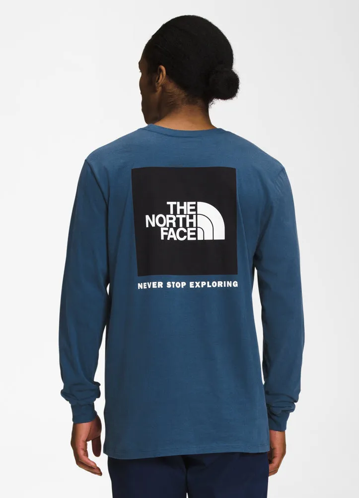 Men's L/S Box NSE Tee in Tshady Blue/TNF Black by The North Face