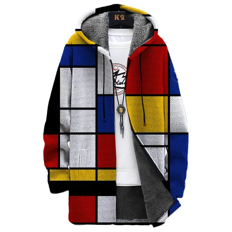 MEN'S PRINTED HOODED FLEECE JACKET 92300007YM