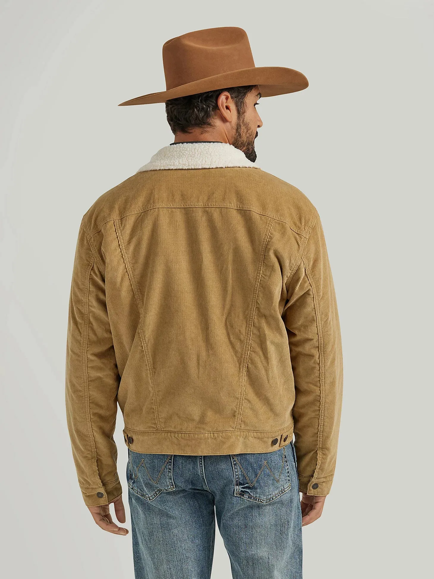 Men's Wrangler® Cowboy Cut® Sherpa Lined Corduroy Jacket in Wheat - 112352872