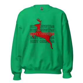 Merry Christmas Reindeer Crewneck Pullover Sweatshirt