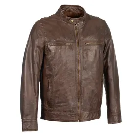 Milwaukee Leather SFM1865 Men's Broken Brown Leather Jacket with Front