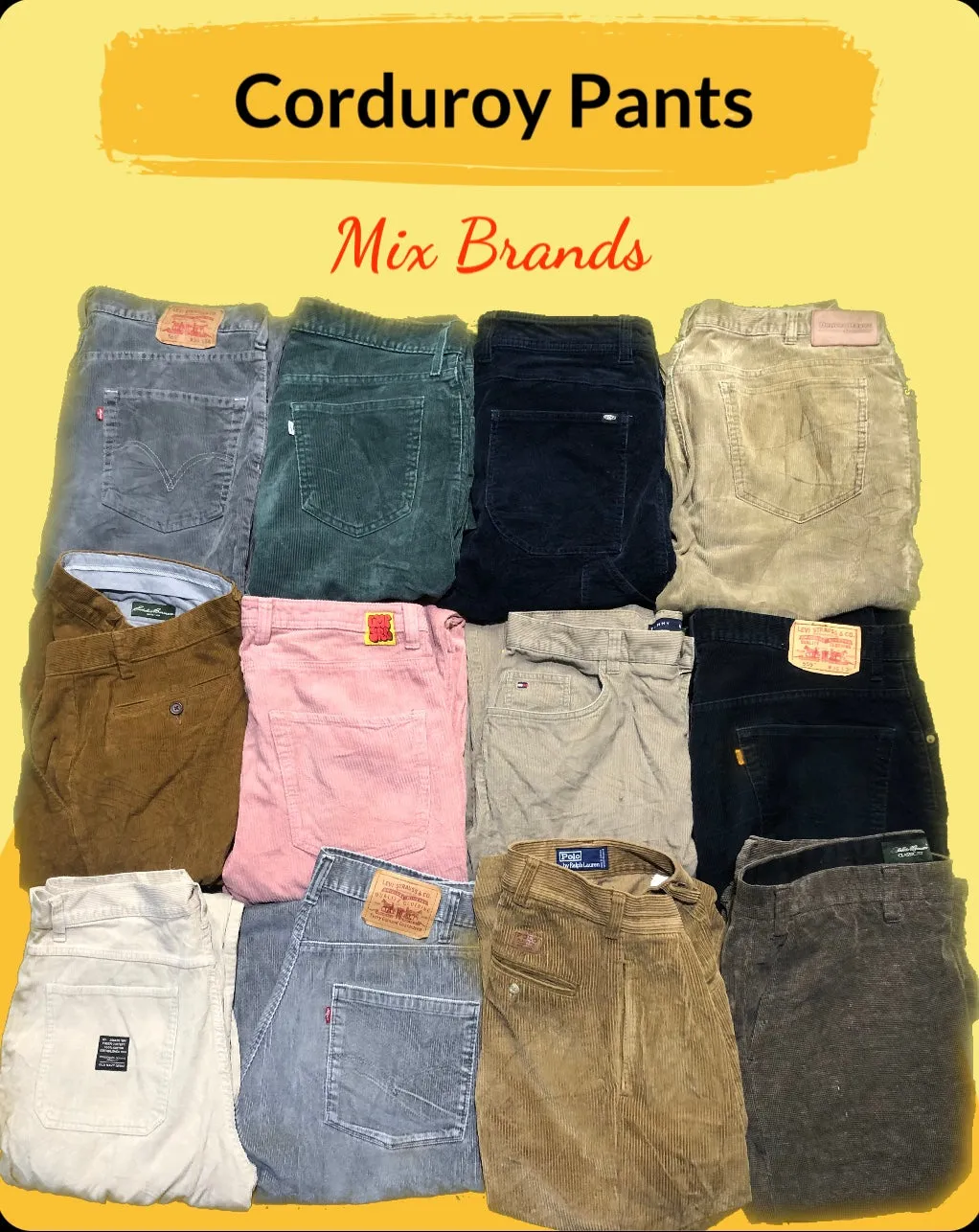 Mix Brand Corduroy Pants Relaxed Fit Polo Ralph Lauren Levi's Tommy Hilfiger Eddie Bauer and other Brands