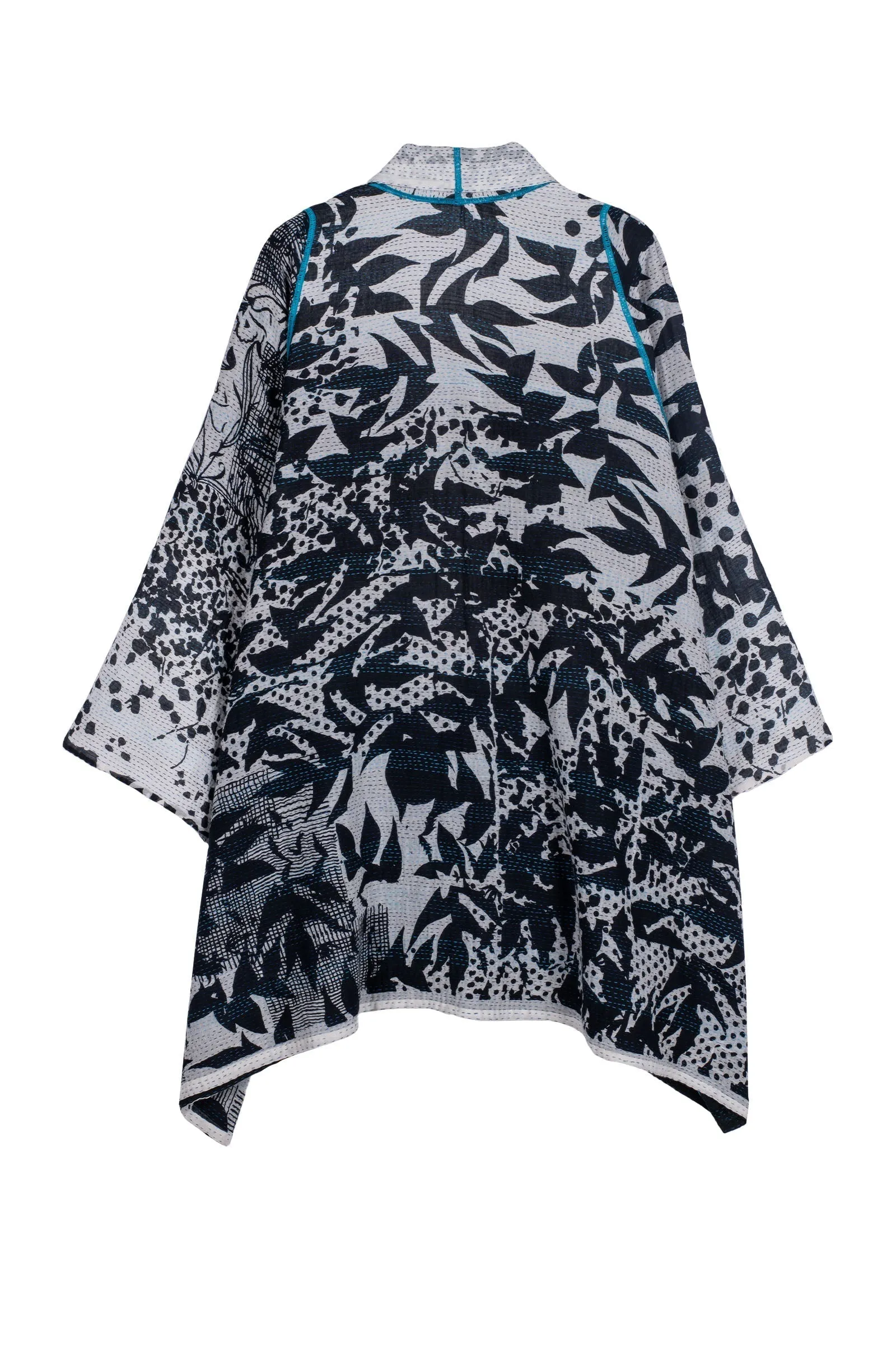 MONOTONE TWILIGHT PRINT KANTHA A-LINE JKT - tp2003-wht -