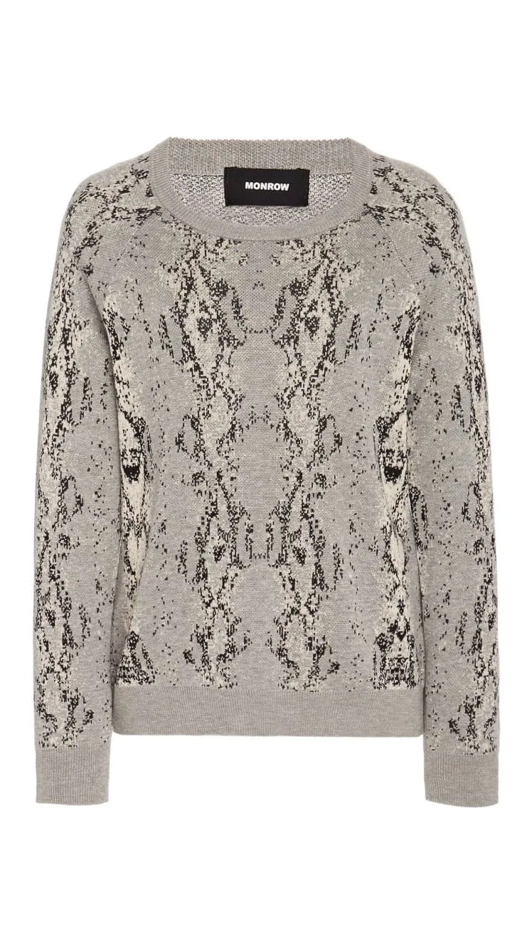 Monrow Snake Jacquard Raglan Sweater