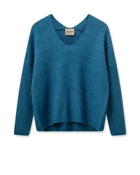 Mos Mosh Thora V-Neck Knit - Bluesteel