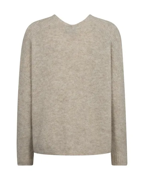 Mos Mosh Thora V-Neck Knit - Feather Grey