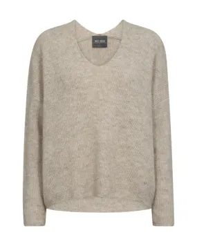 Mos Mosh Thora V-Neck Knit - Feather Grey