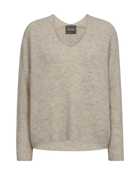 Mos Mosh Thora V-Neck Knit - Feather Grey