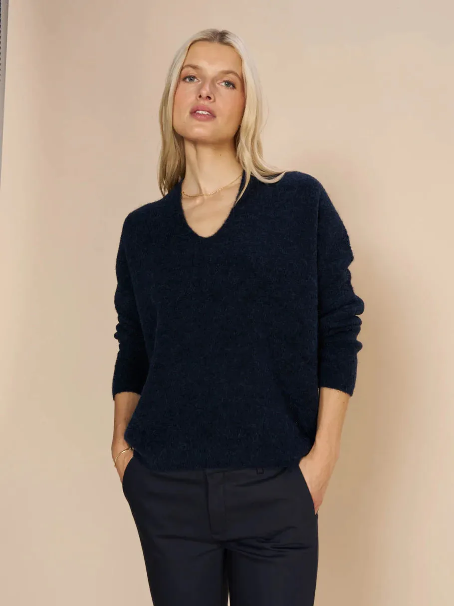 Mos Mosh Thora V-Neck Knit - Salute Navy