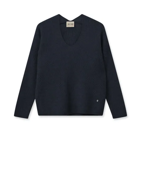 Mos Mosh Thora V-Neck Knit - Salute Navy