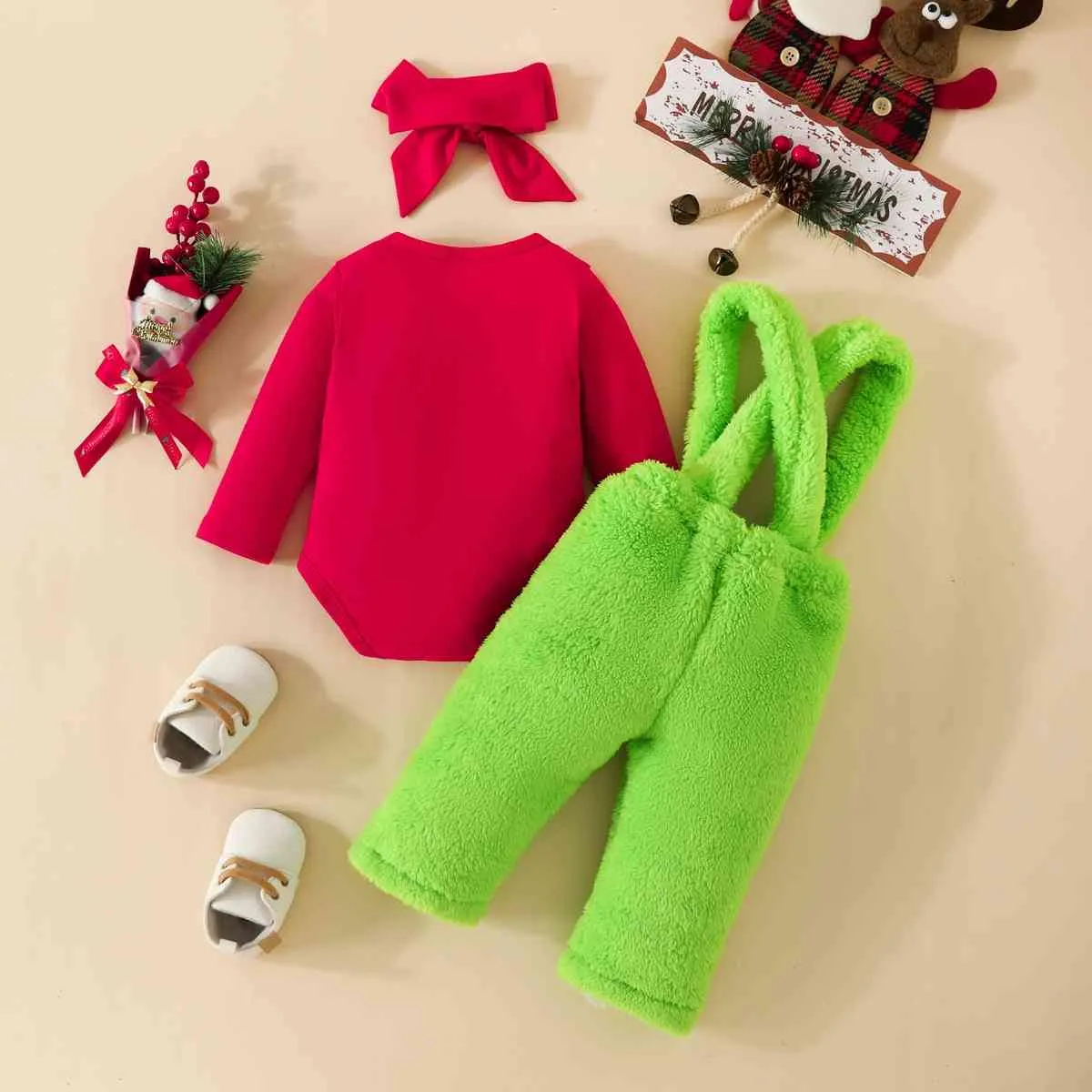 MY FIRST CHRISTMAS Graphic Bodysuit and Overalls Set