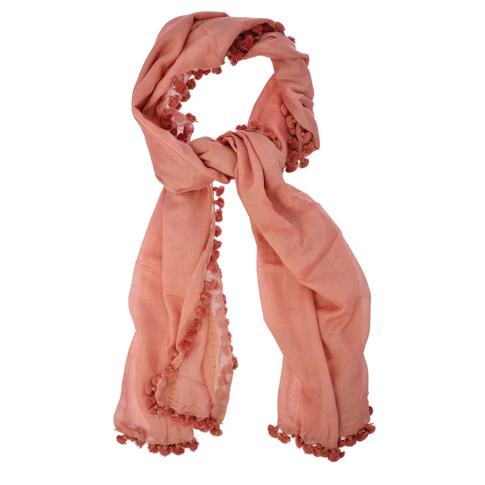 Nashi Pom Shawl - Coral