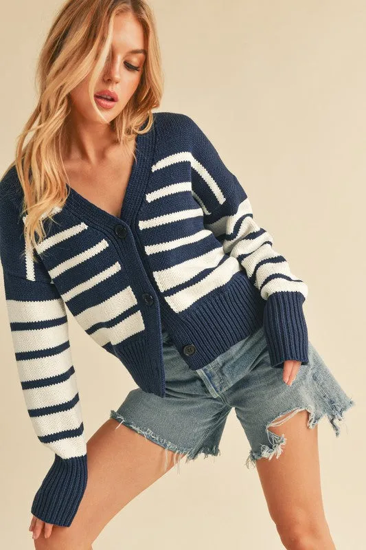 Navy/White Latoya Knitted Cardi