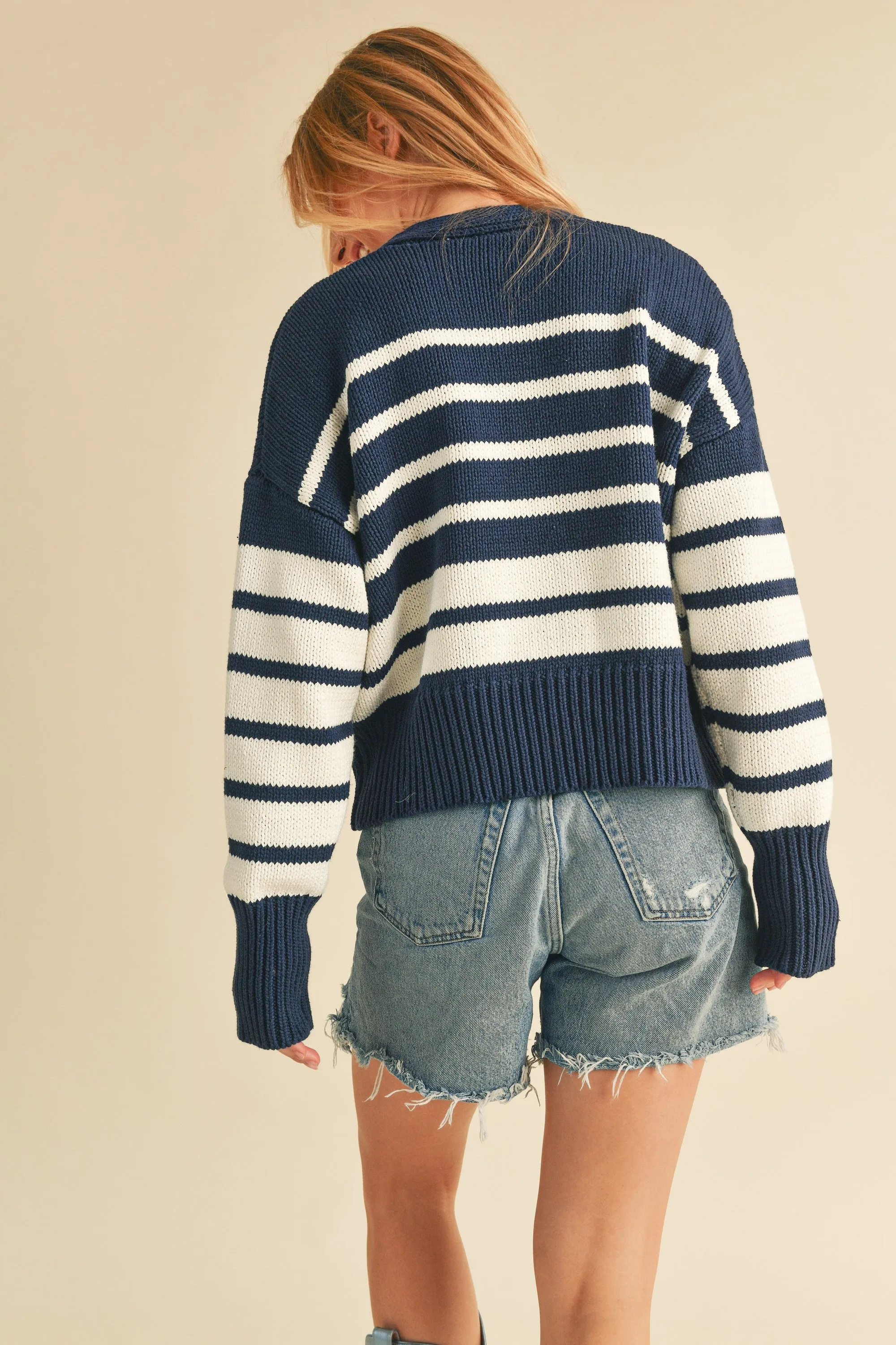 Navy/White Latoya Knitted Cardi