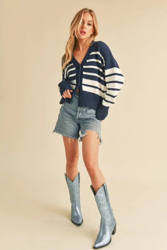 Navy/White Latoya Knitted Cardi