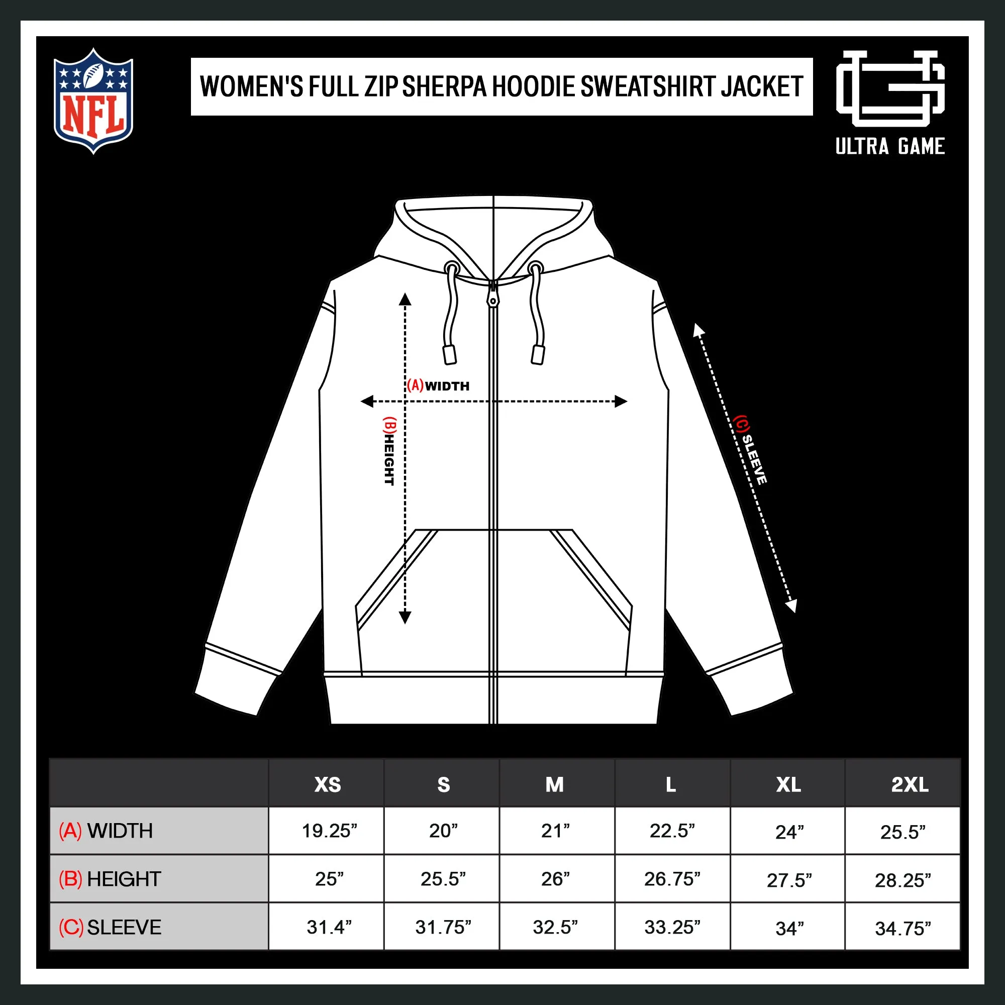 NFL Official Women's Full Zip Soft Sherpa Hoodie Sweatshirt Jacket|Pittsburgh Steelers