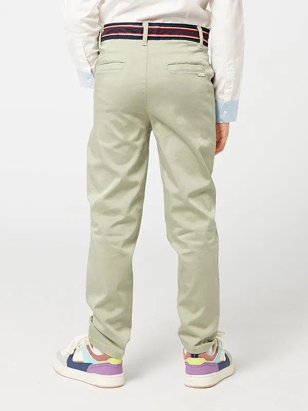 One Friday Green Pants with Belt style waistband