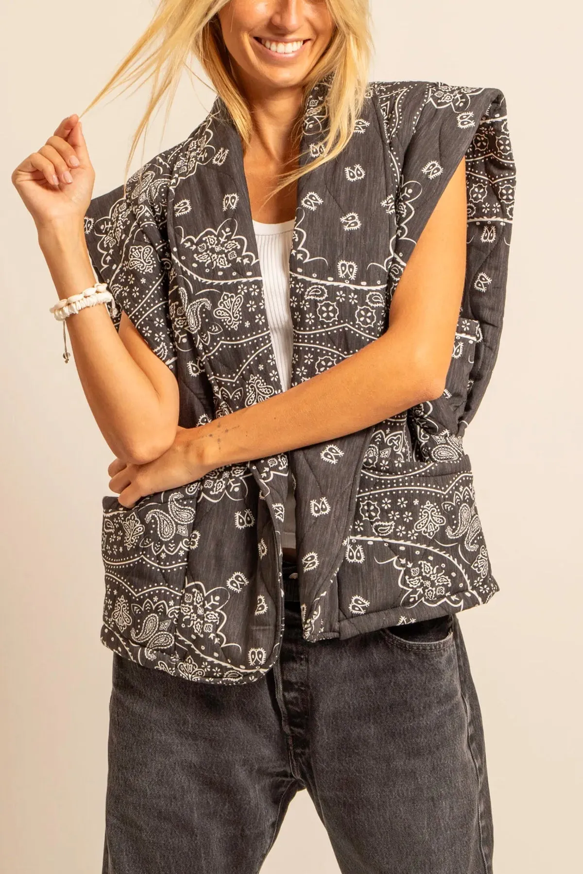 PADDED VISCOSE VEST "BANDANA" ANTHRAZIT