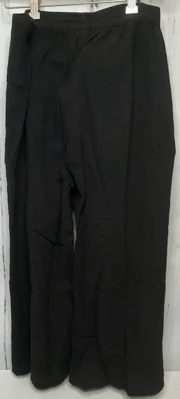 Pants Button Front Stretch Band 2Pocket Black Women's L0502-a