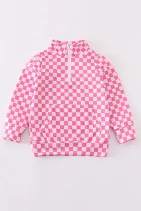 Pink checkered girl pullover