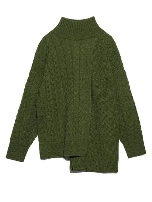 Pre Order:  Asymmetrical Hem Knit Wool Sweater