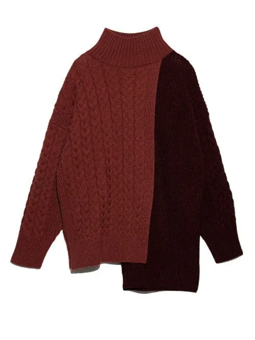 Pre Order:  Asymmetrical Hem Knit Wool Sweater