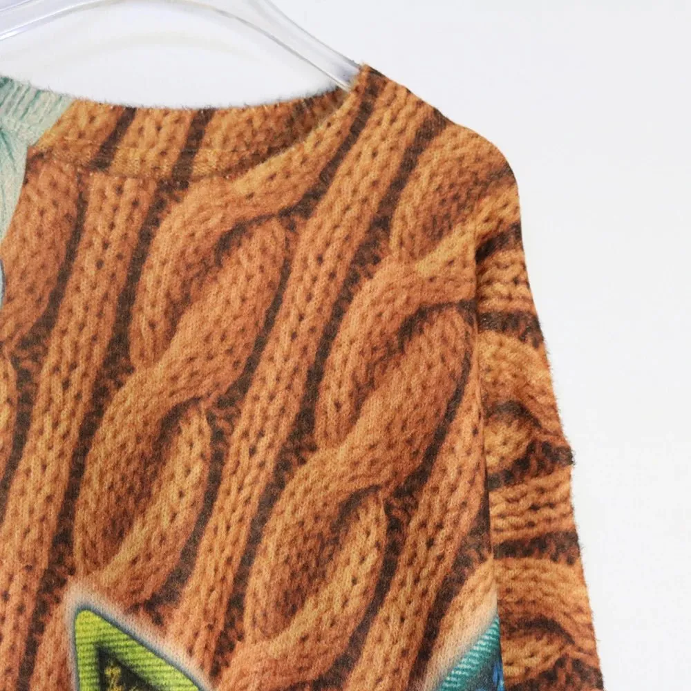 Pre Order:  Cable Knit Print Loose Sweater