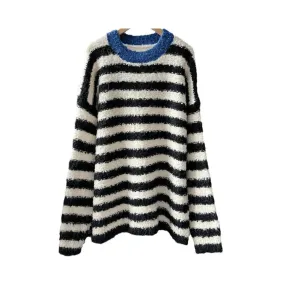 Pre Order:  Contrast Collar Striped Knit Sweater