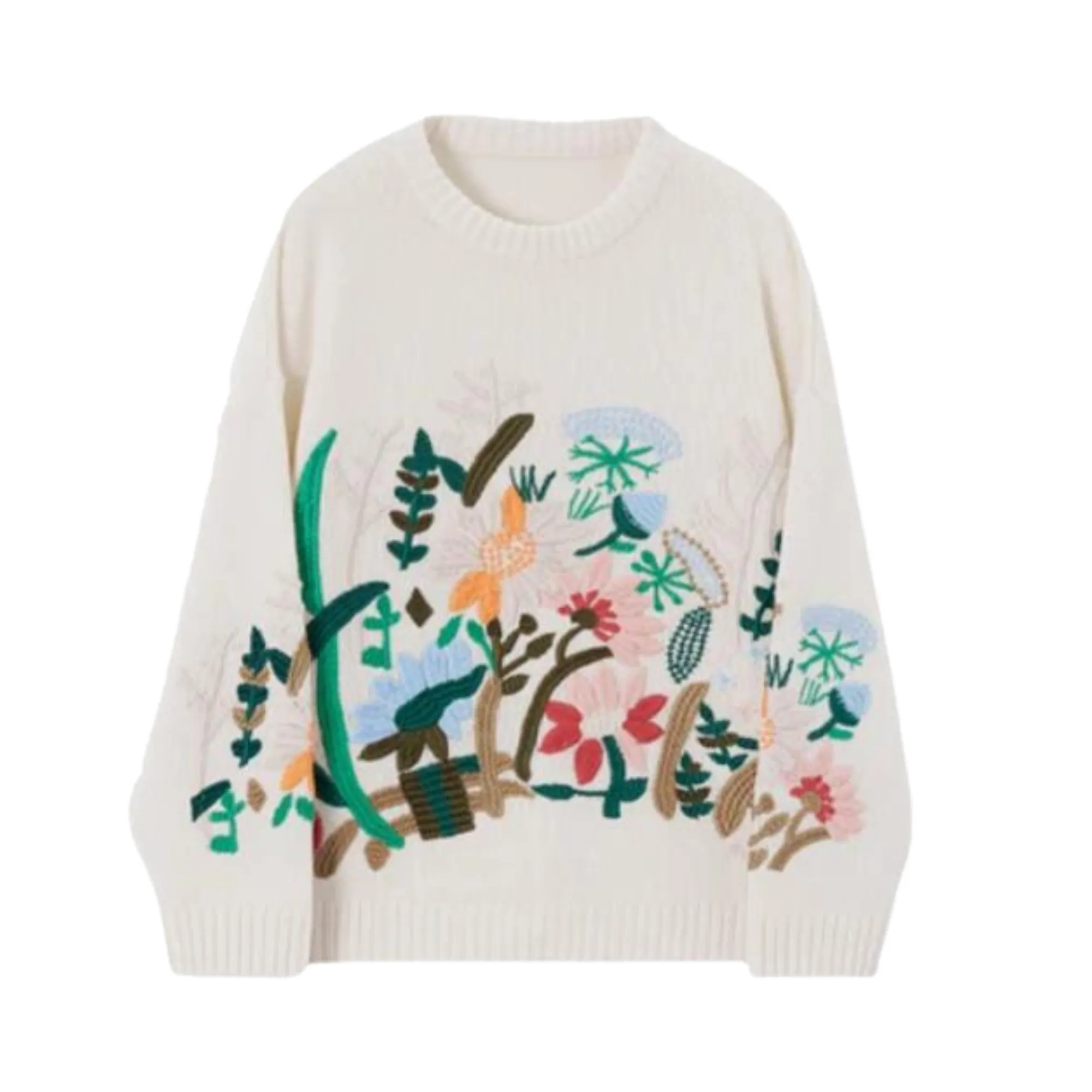 Pre Order:  Embroidered Floral Knit Sweater