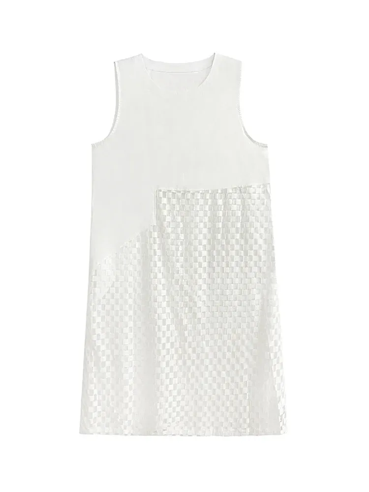 Pre Order:  Half Sheer Screen Sleeveless Dress