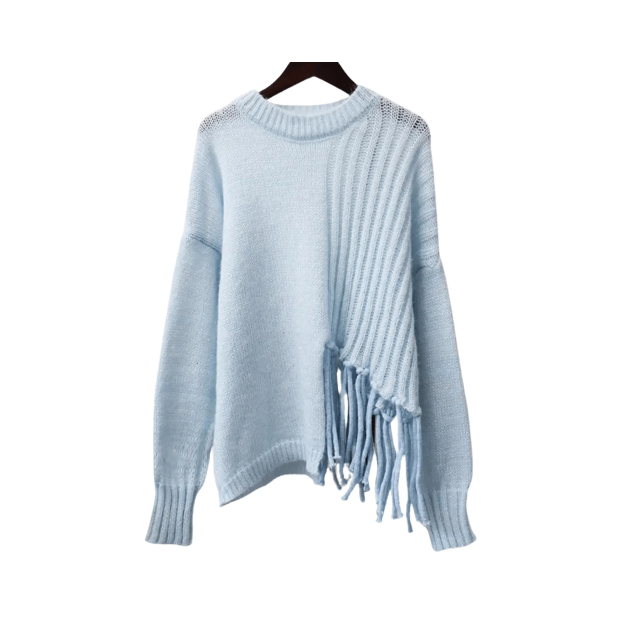 Pre Order:  Light Blue Knot Tassels Knit Pullover