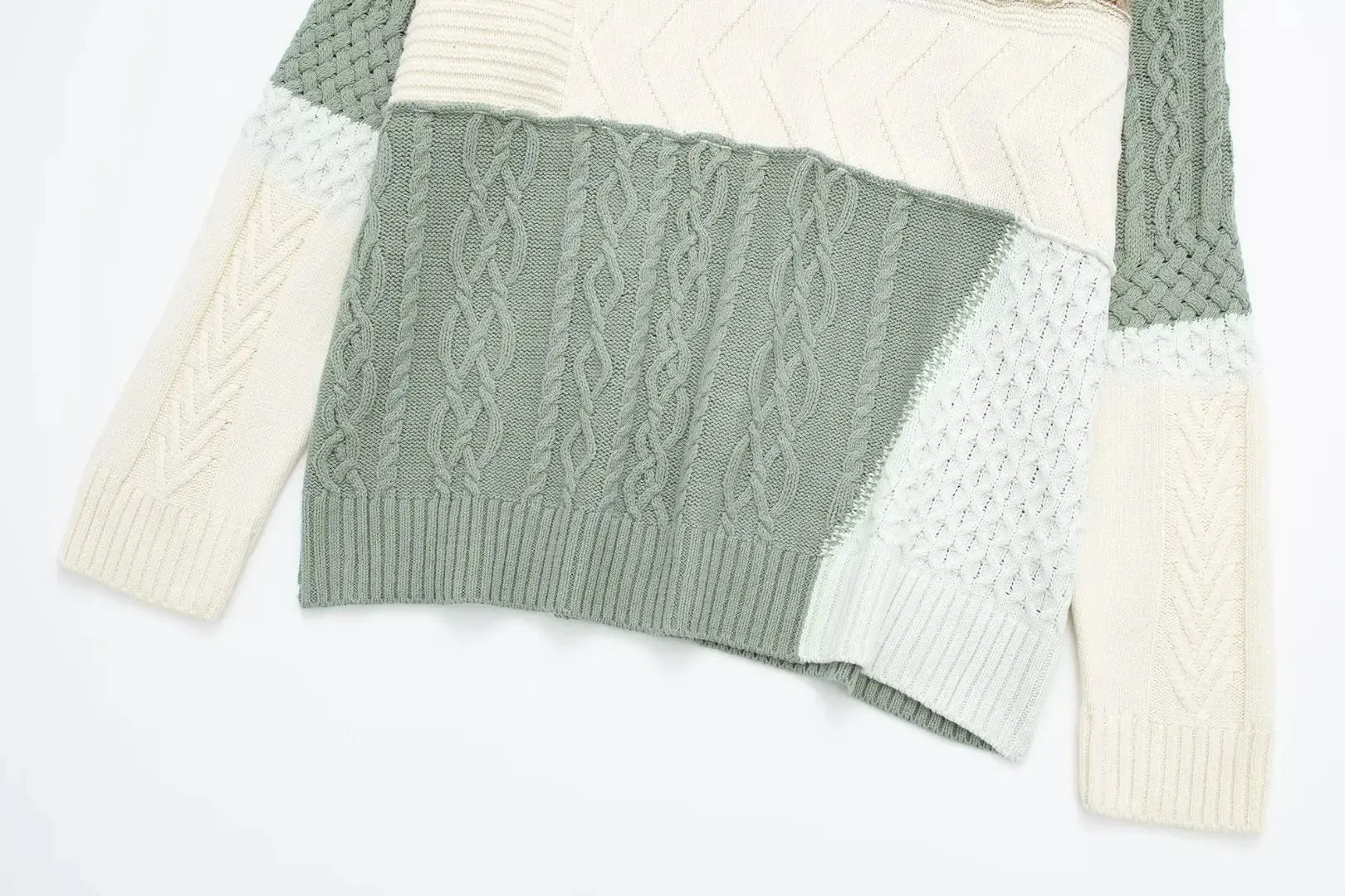 Pre Order:  Patchwork Cable Knit Sweater