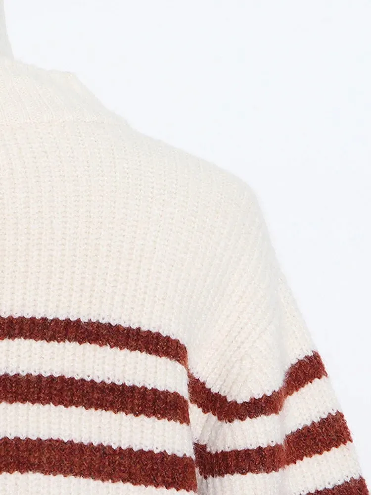 Pre Order:  Round Neck Striped Knit Sweater