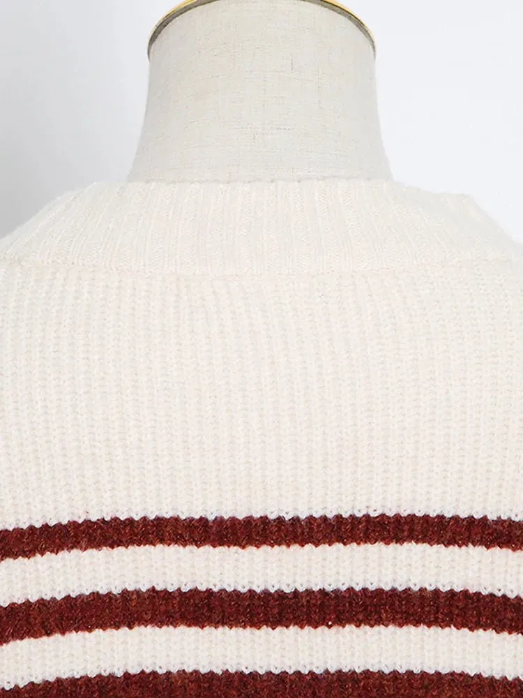 Pre Order:  Round Neck Striped Knit Sweater