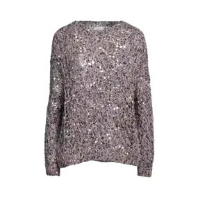 Pre Order:  Sequined O-Neck Loose Knitted Top