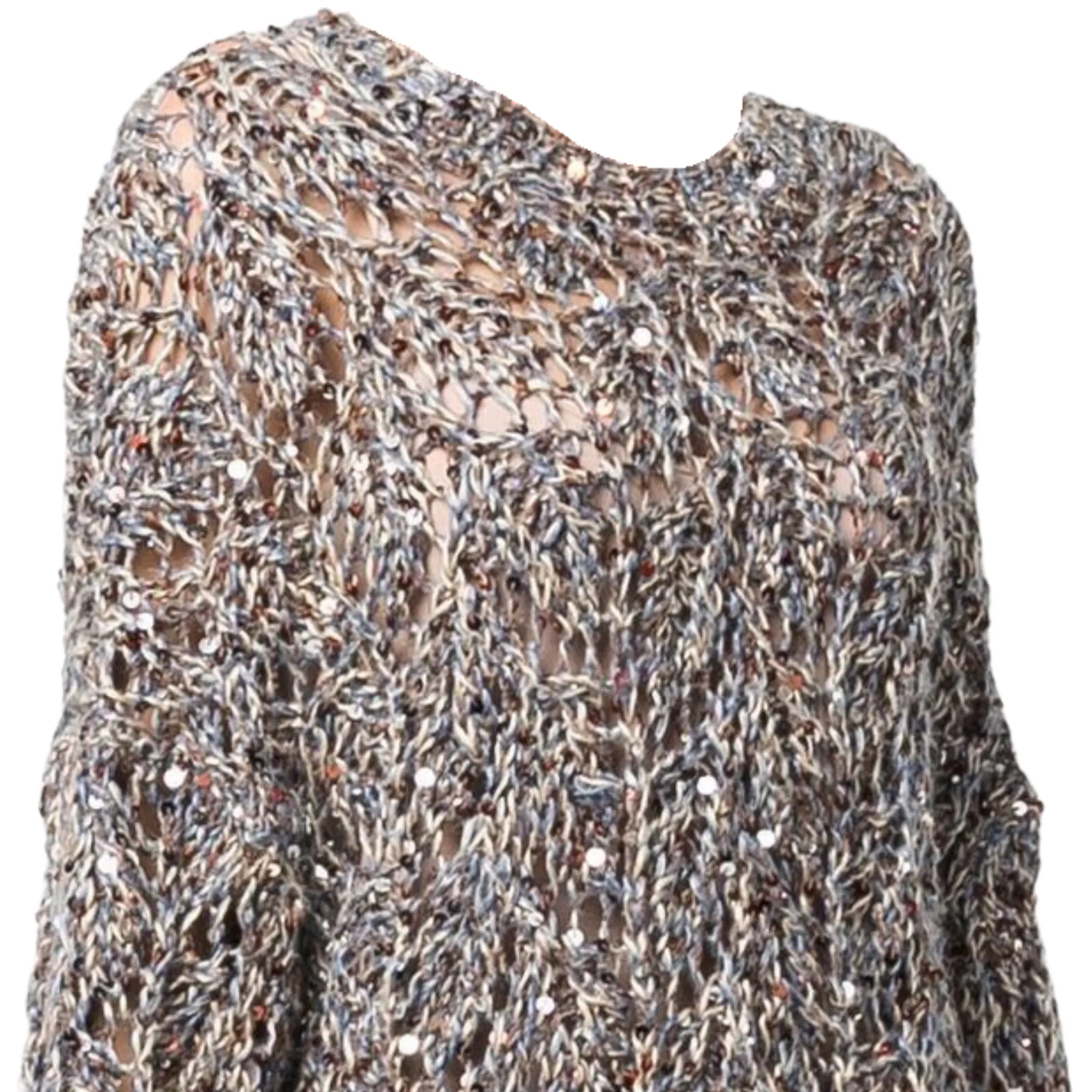 Pre Order:  Sequined O-Neck Loose Knitted Top