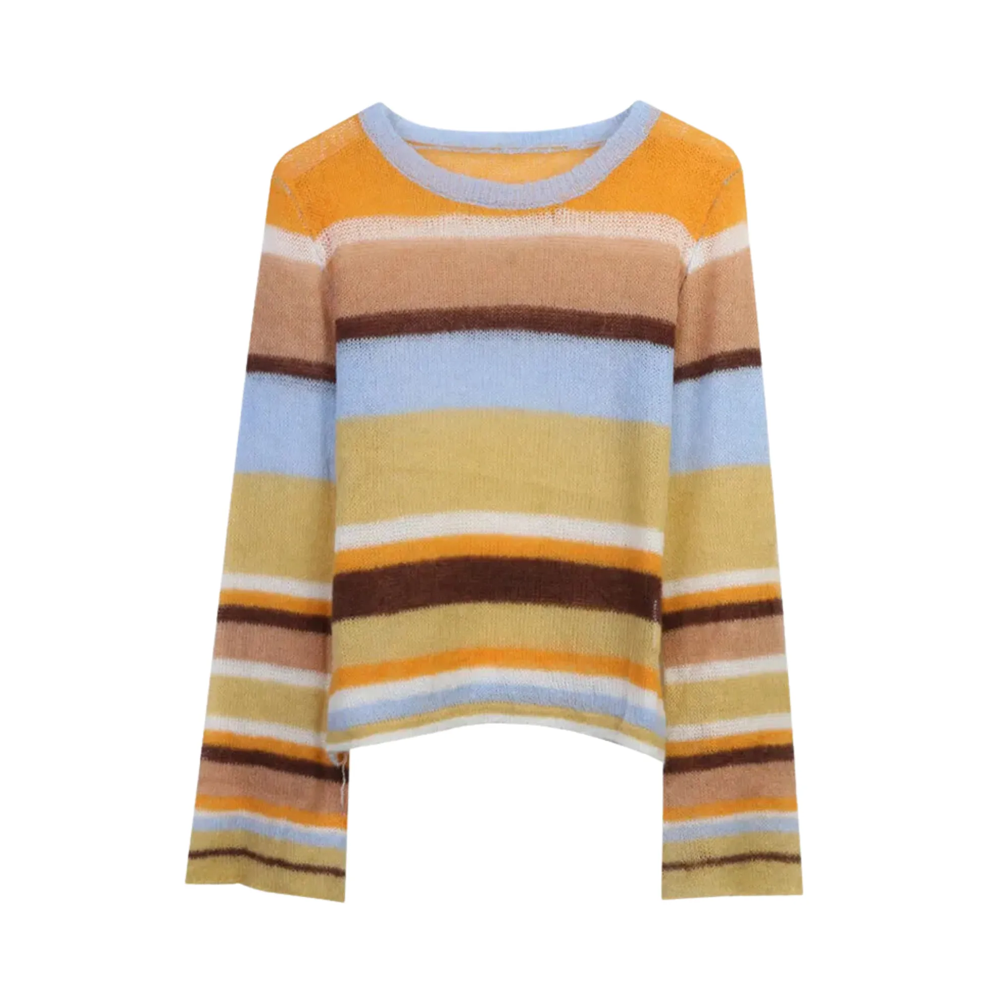 Pre Order:  Sheer Multicolor Stripes Mohair Sweater