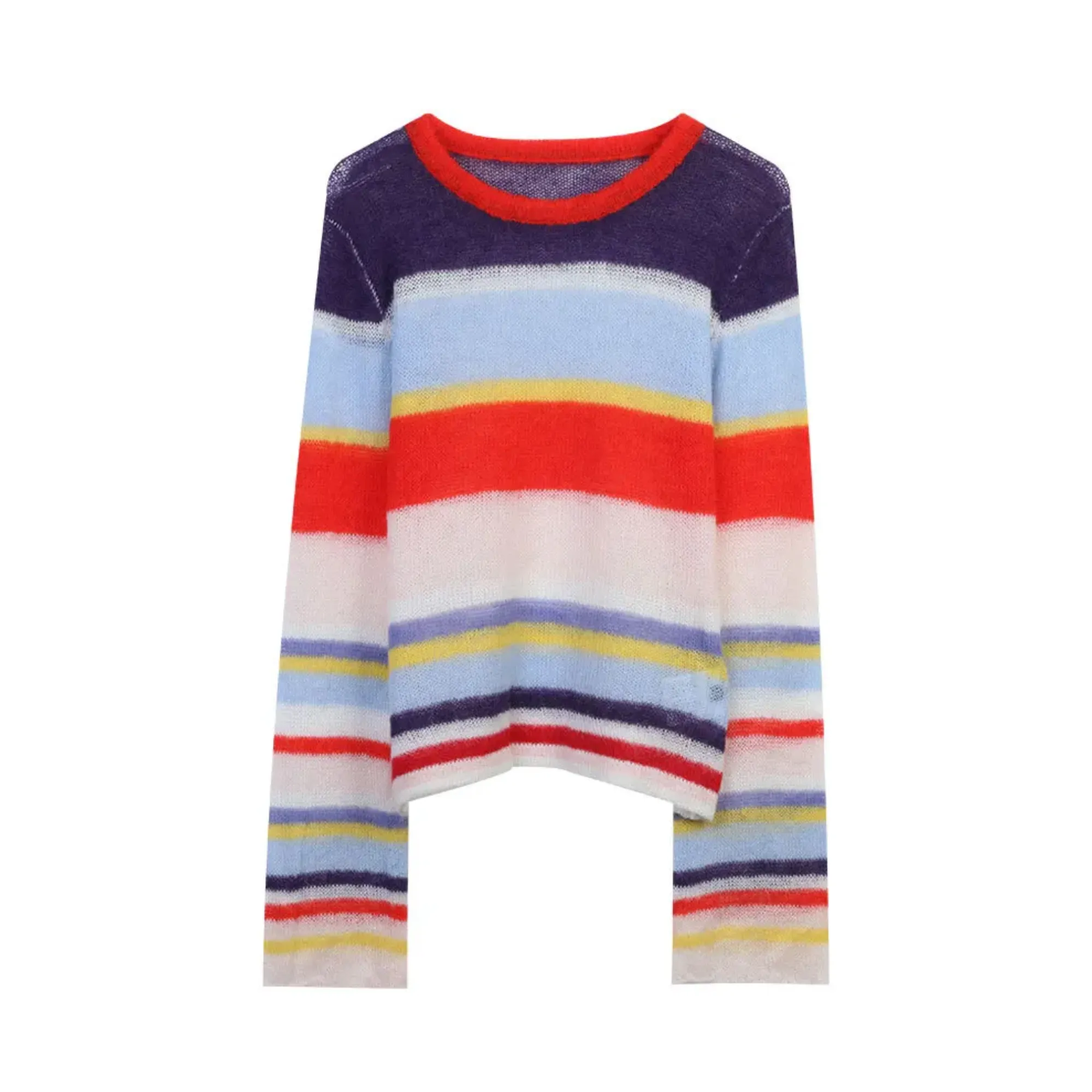 Pre Order:  Sheer Multicolor Stripes Mohair Sweater