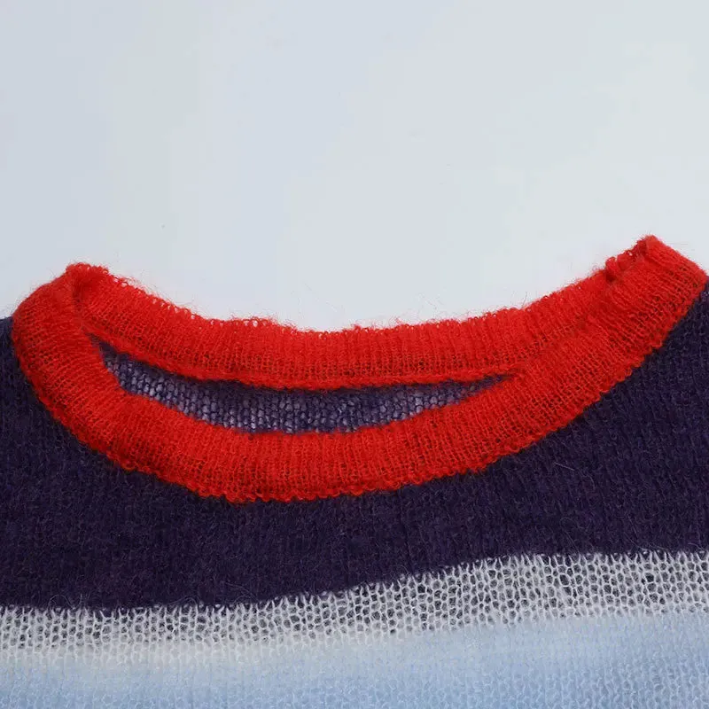 Pre Order:  Sheer Multicolor Stripes Mohair Sweater