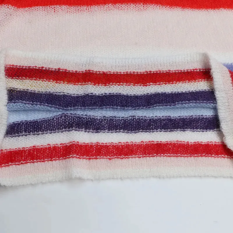 Pre Order:  Sheer Multicolor Stripes Mohair Sweater