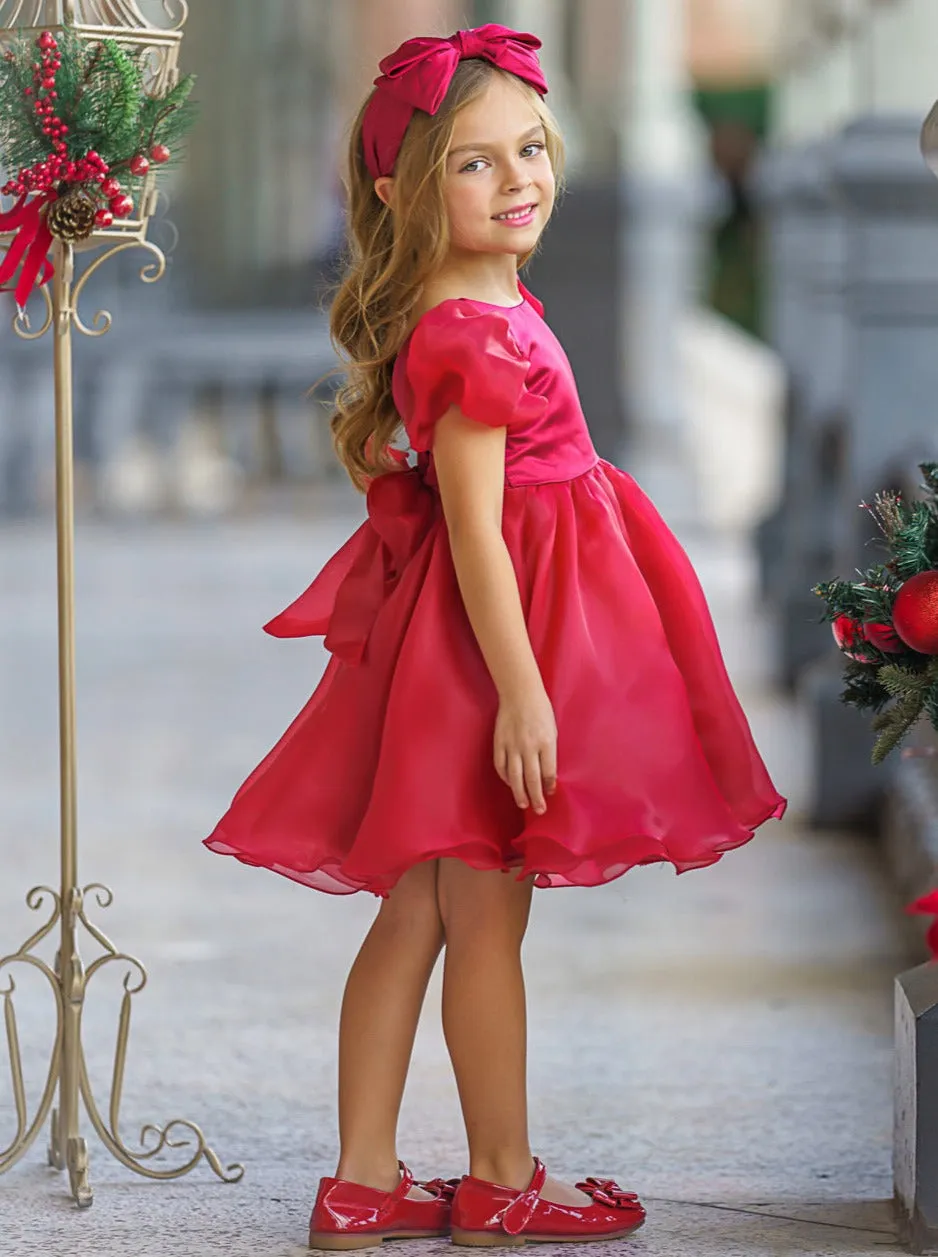 Princess Perfection Puff Sleeve V-Back Party Dress