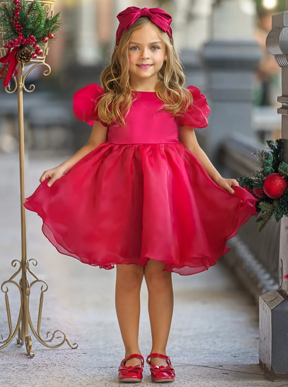 Princess Perfection Puff Sleeve V-Back Party Dress