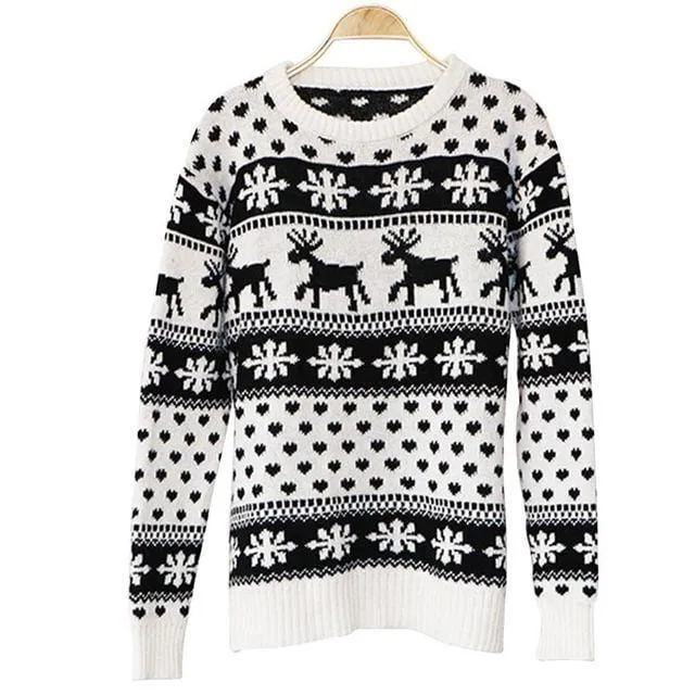 Pullover knitted reindeer Christmas Xmas fashion sweater