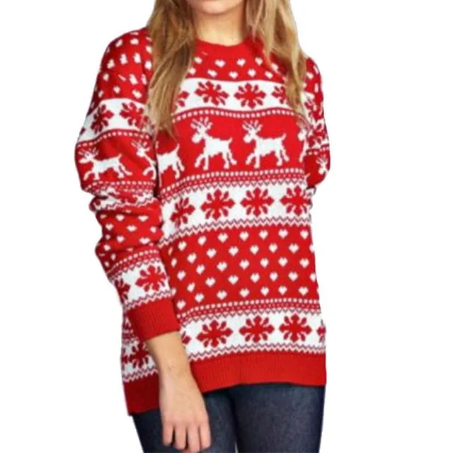 Pullover knitted reindeer Christmas Xmas fashion sweater