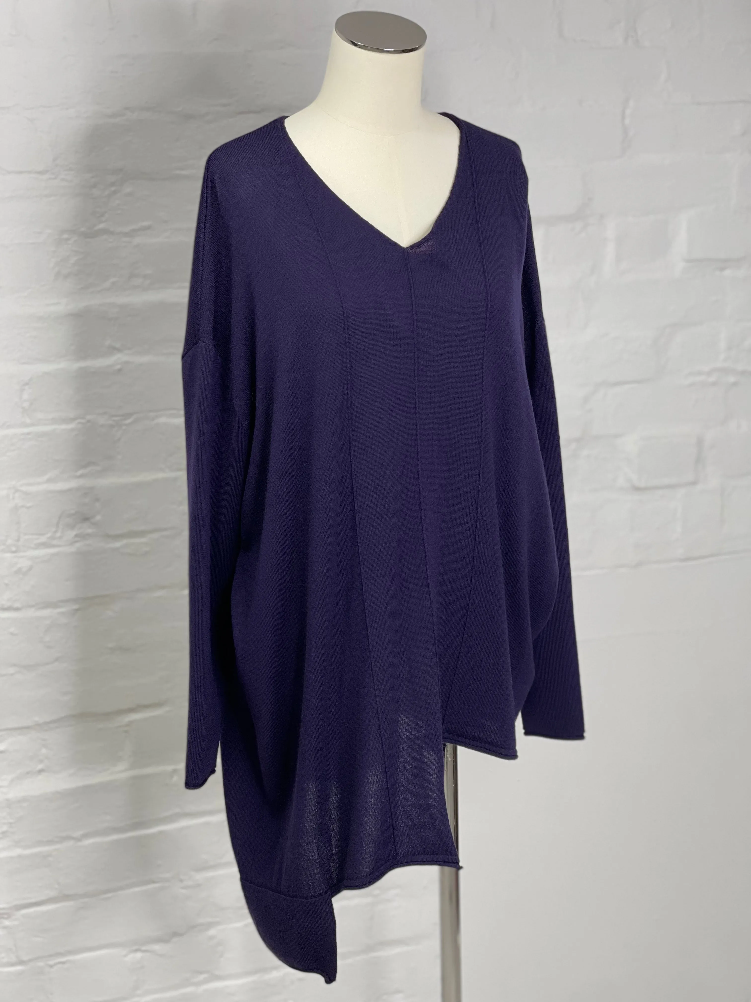 Pullover with Buttons in Deep Eggplant